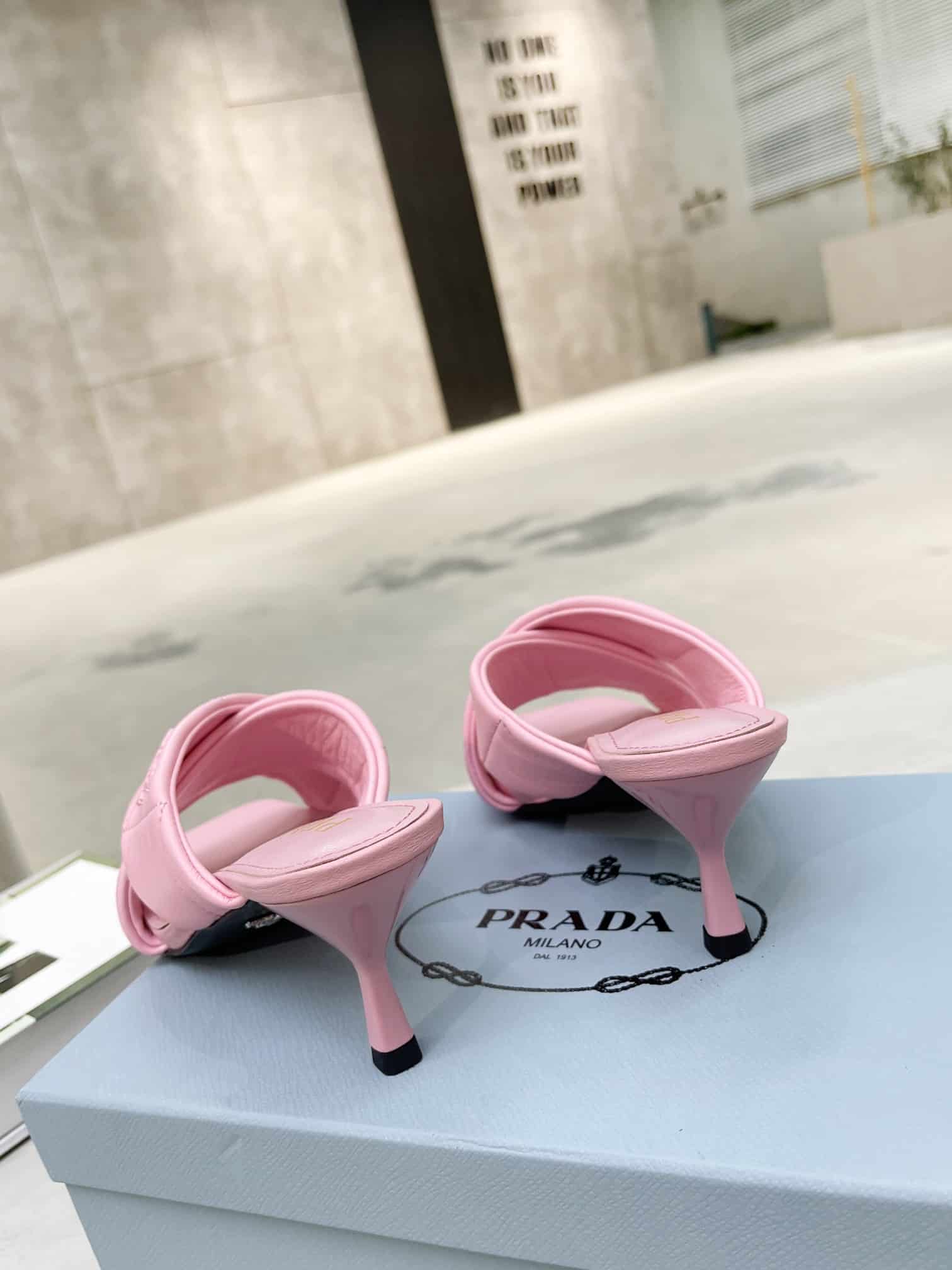 Prada Quilted Leather Mule Pink