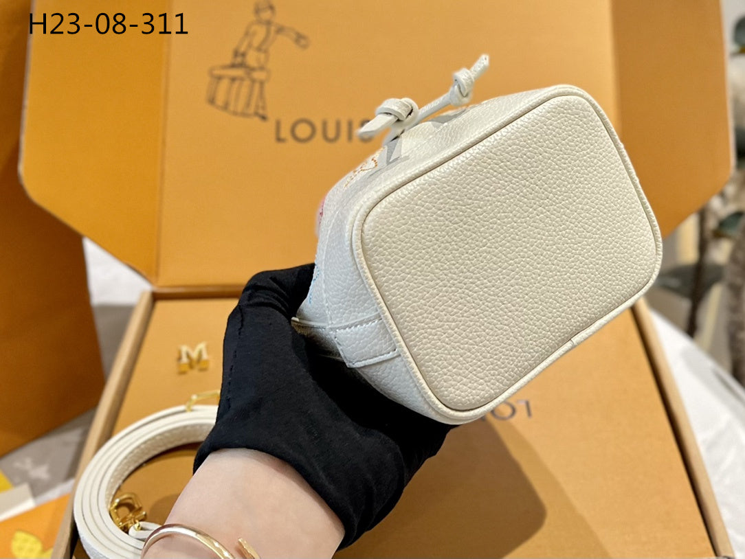 Louis Vuitton Nanoe Handbag White 16Cm M23088