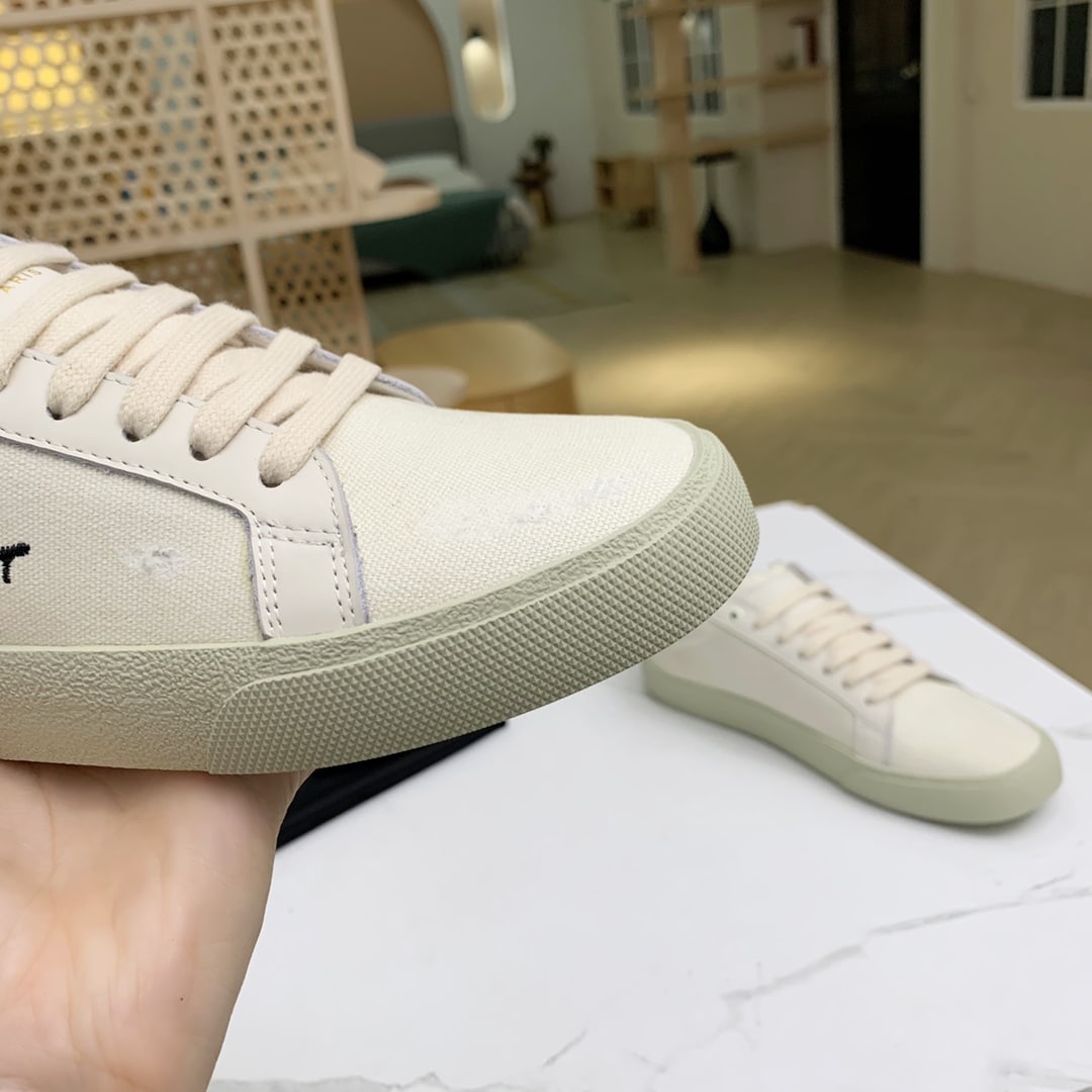 Saint Laurent Court Classic Embroidered Sneakers White 610648Gup109113