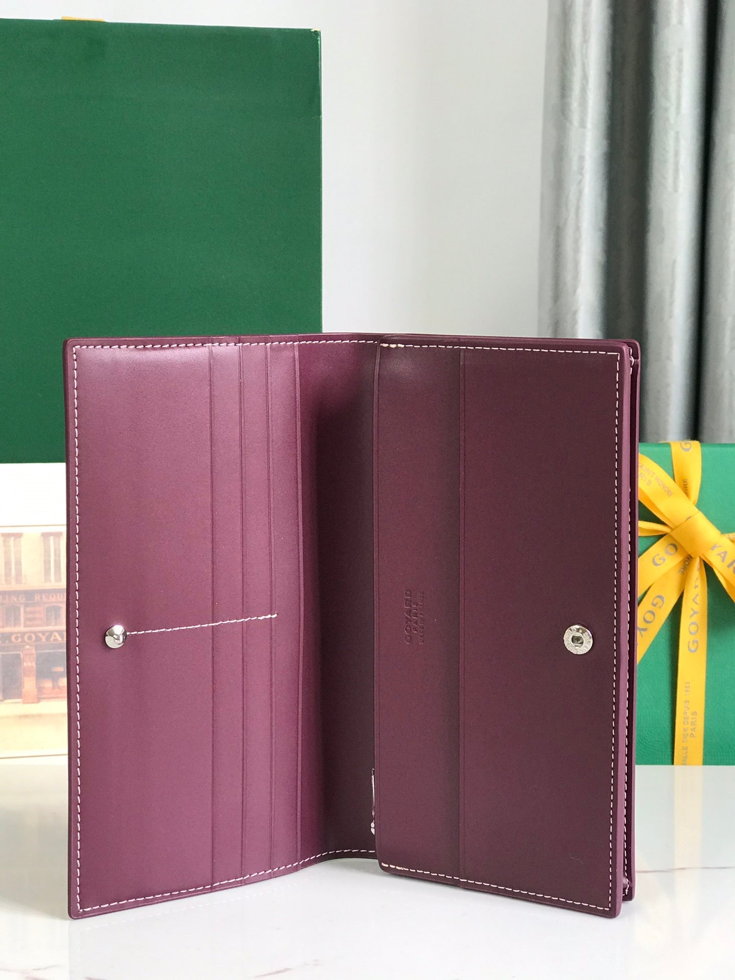 Goyard Richelieu Wallet 19 Cm Wine Red Goyardine Canvas