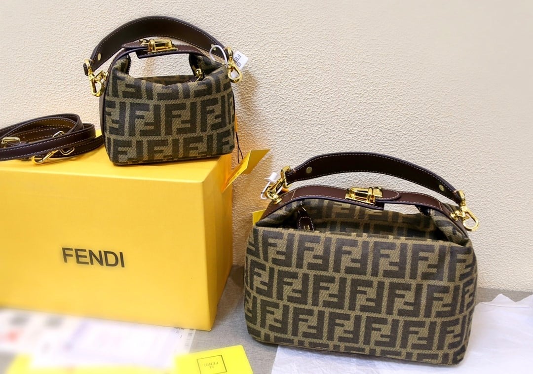Fendi Zucca Jacquard Mini Pouch Bag Brown 27Cm