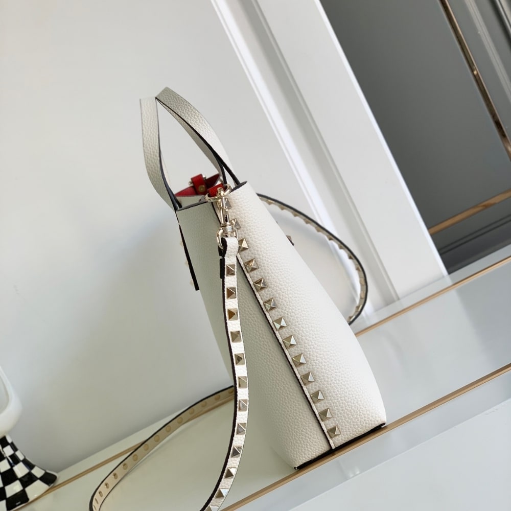 Valentino Garavani Rockstud Small Tote Bag White 28Cm