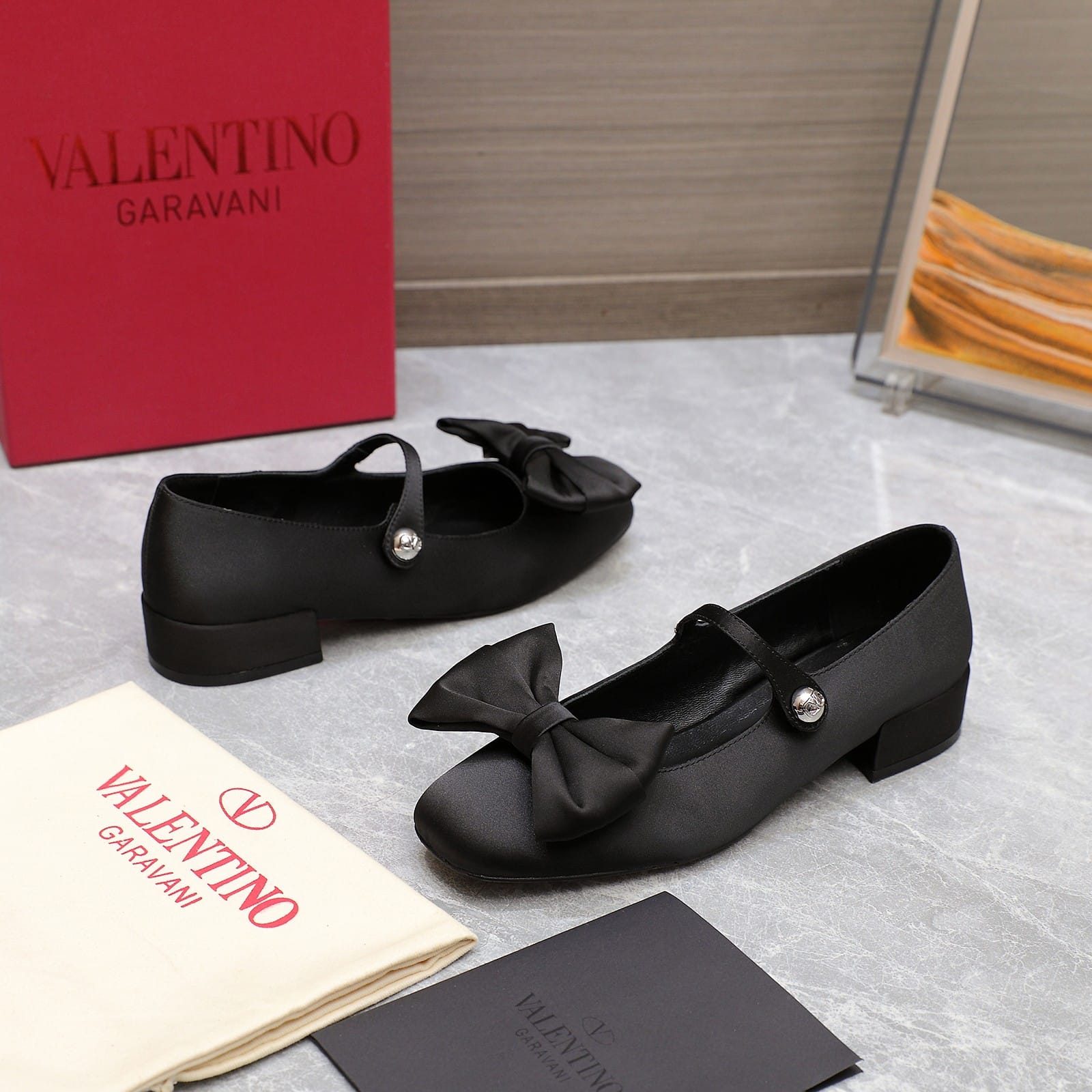 Valentino Garavani Bowjane Mary Jane Ballerina In Black 5W0S0Ki3Jiv 0No