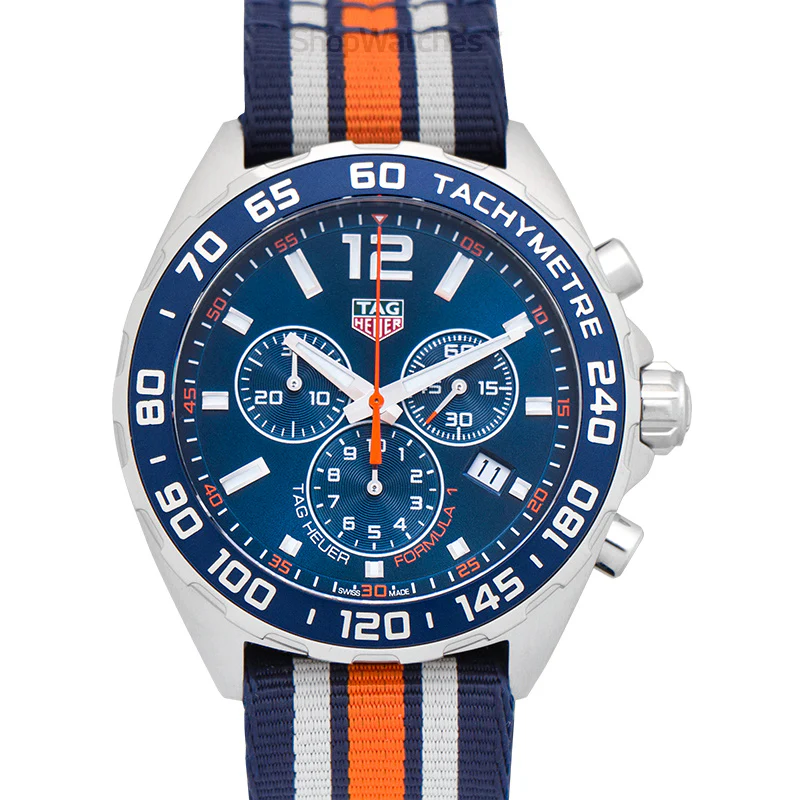 【Super Clone】Tag Heuer Formula 1 Chronograph 43mm Blue Dial NATO Strap Watch for Men - CAZ1014.FC8196