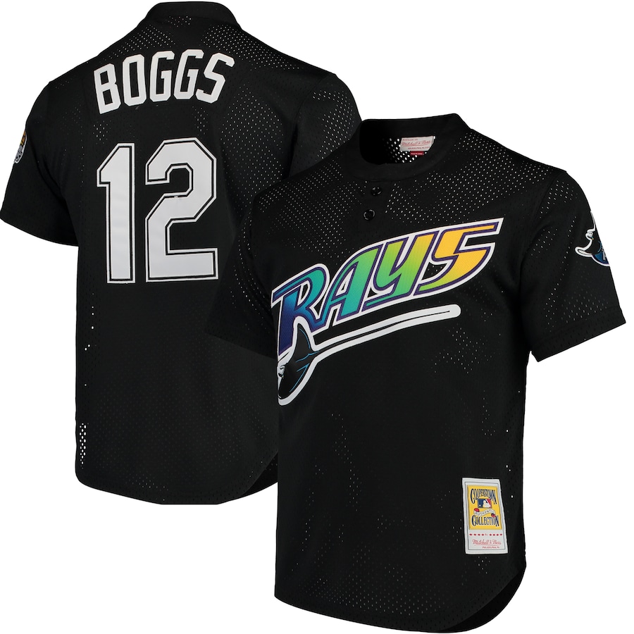 Wade Boggs Tampa Bay Rays Mitchell&Ness Cooperstown Collection 1991 Mesh Batting Practice Jersey Black