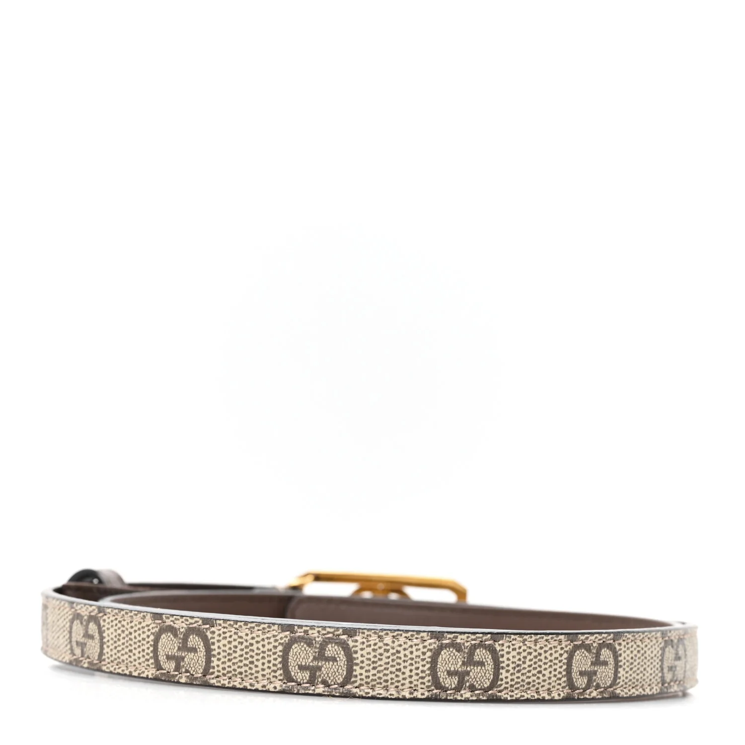 GG Supreme Monogram Plutone Calfskin Interlocking G Buckle 15mm Belt 80 32 Beige Ebony New Acero