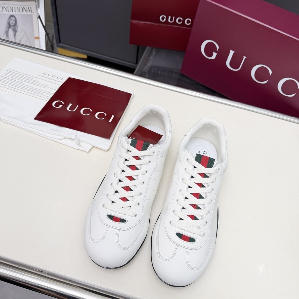 Gucci Men Shift Trainers White Leather 857018 Aafuh 9245