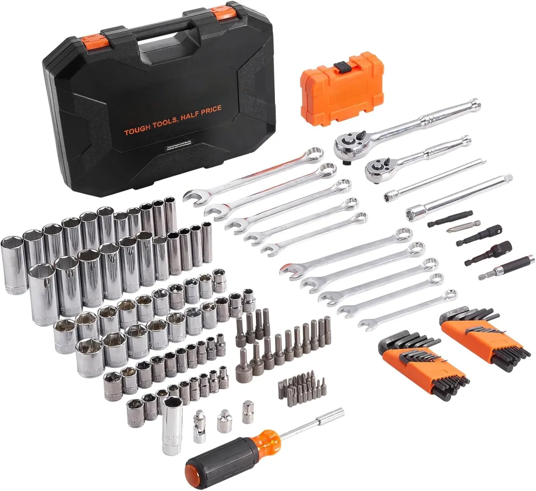 🔥 Last Day For Clearance！ !Mechanics Tool Set, 450-Piece Mechanic Tool Kit, 1/4 in, 3/8 in, and 1/2 in Drive,