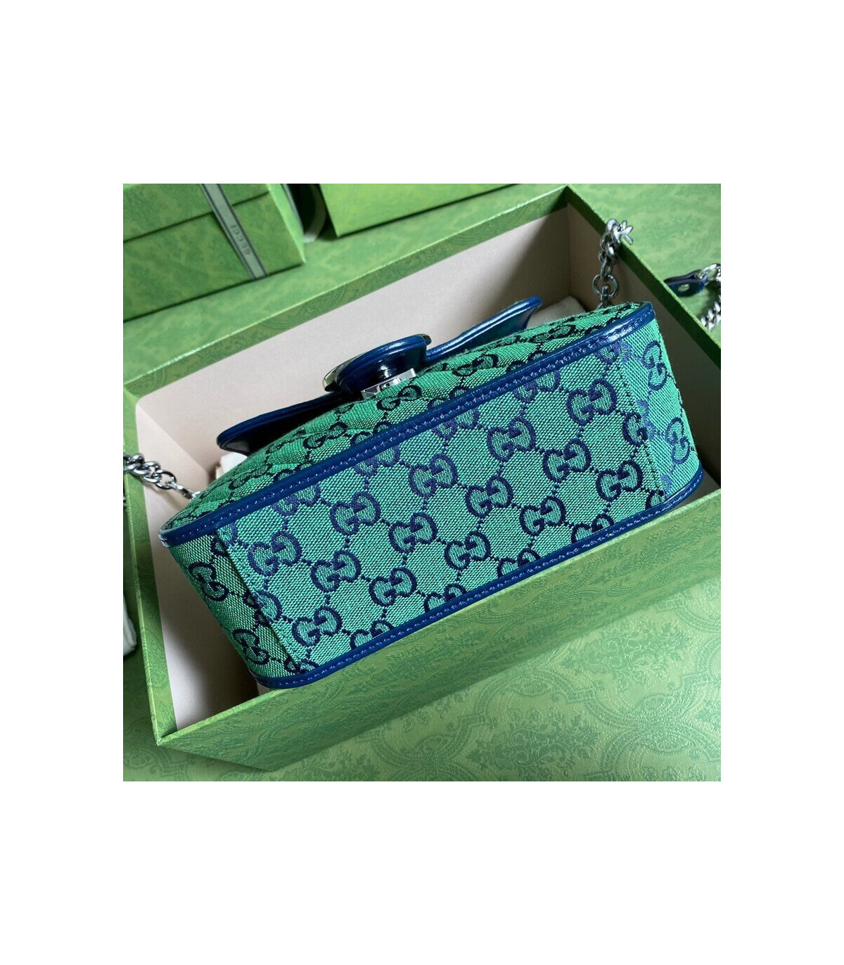 Gucci GG Marmont Multicolour Mini Top Handle Bag Green