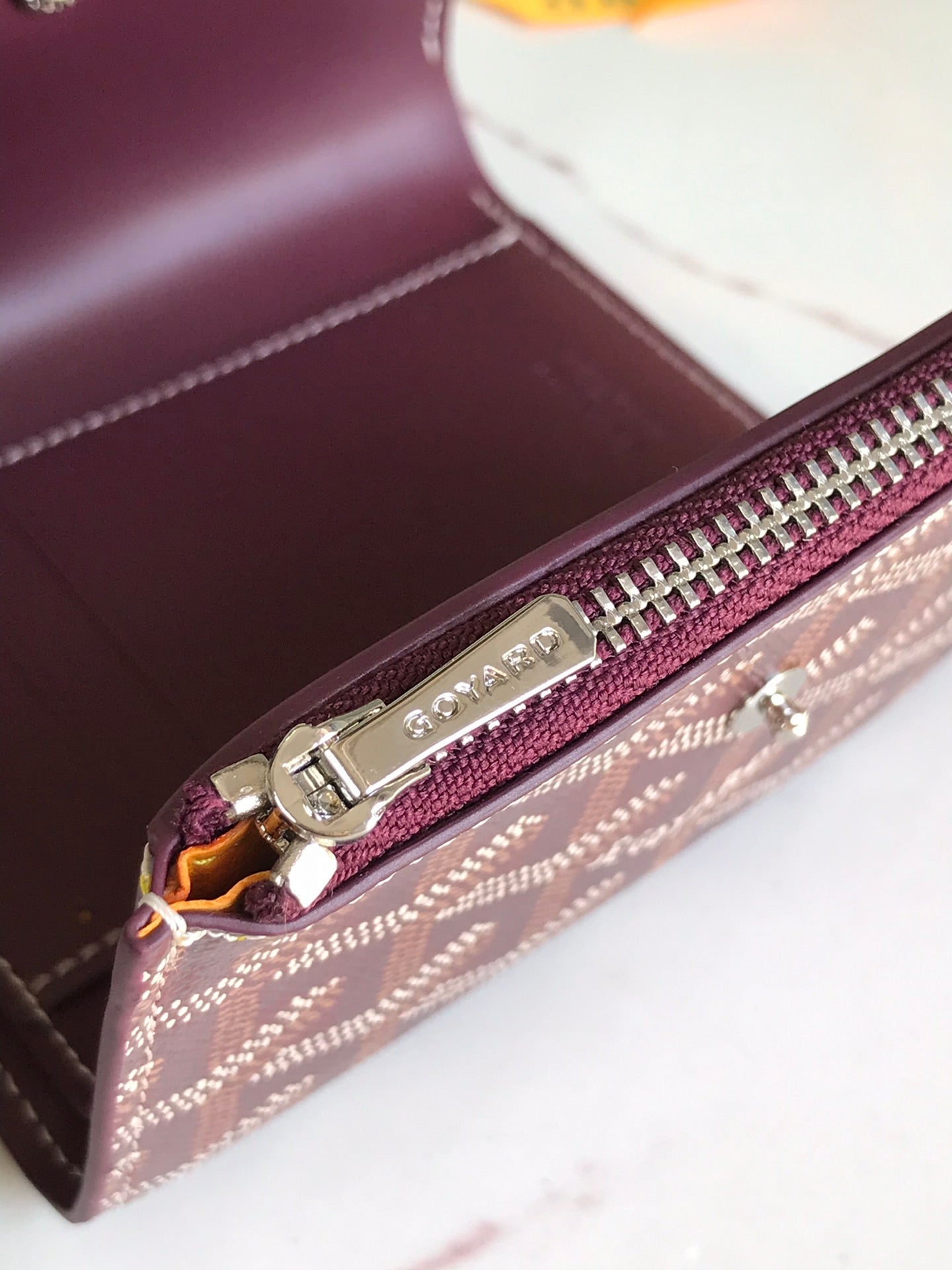 Goyard Saint-Gabriel Wallet 12 Cm Wine Red Calfskin And Goyardine Canvas 12cm