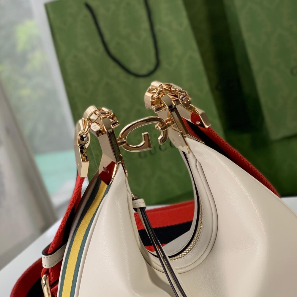 Gucci White Leather Attache Small Shoulder Bag