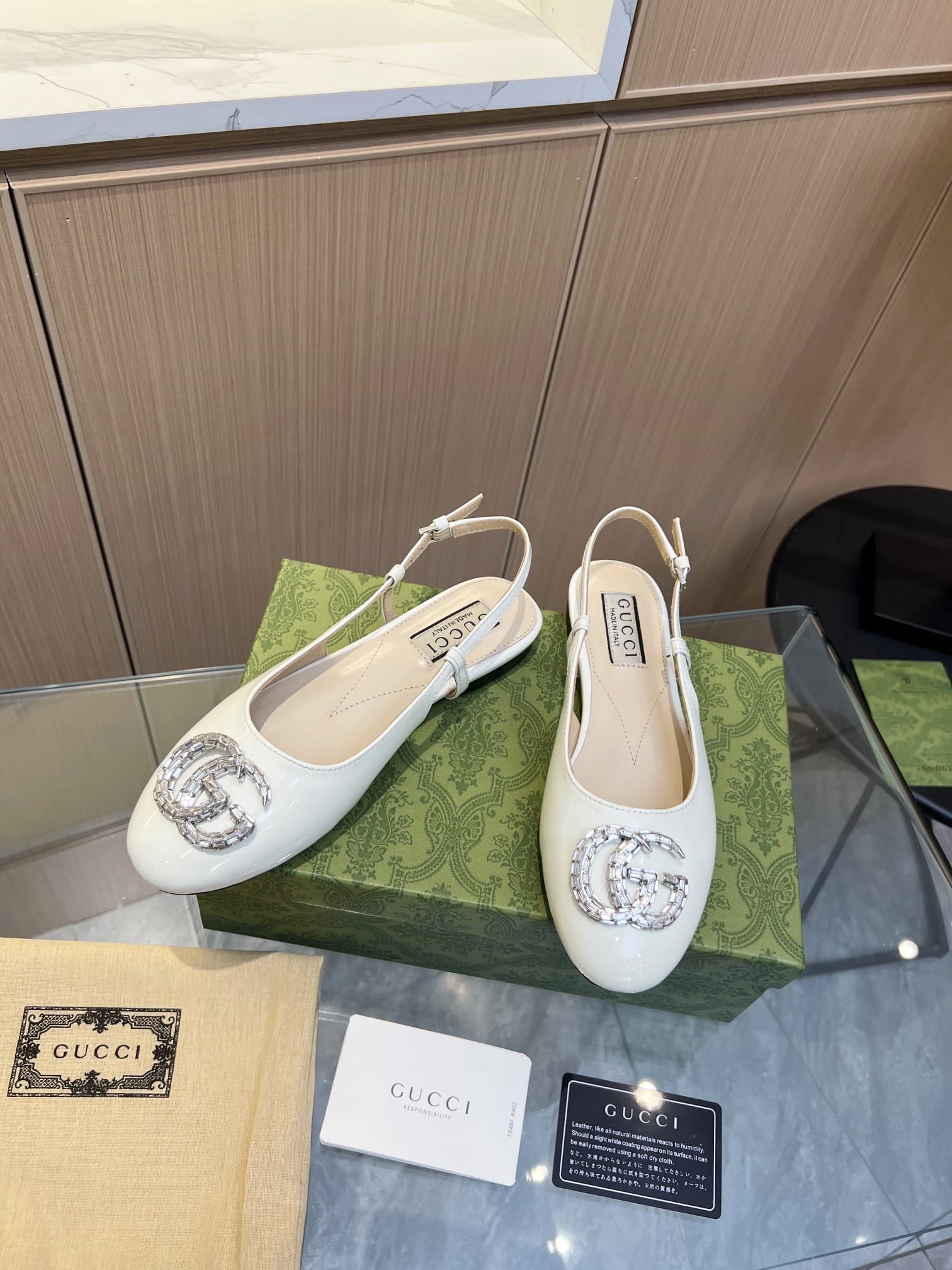 Gucci Gg Crystal Slingback White