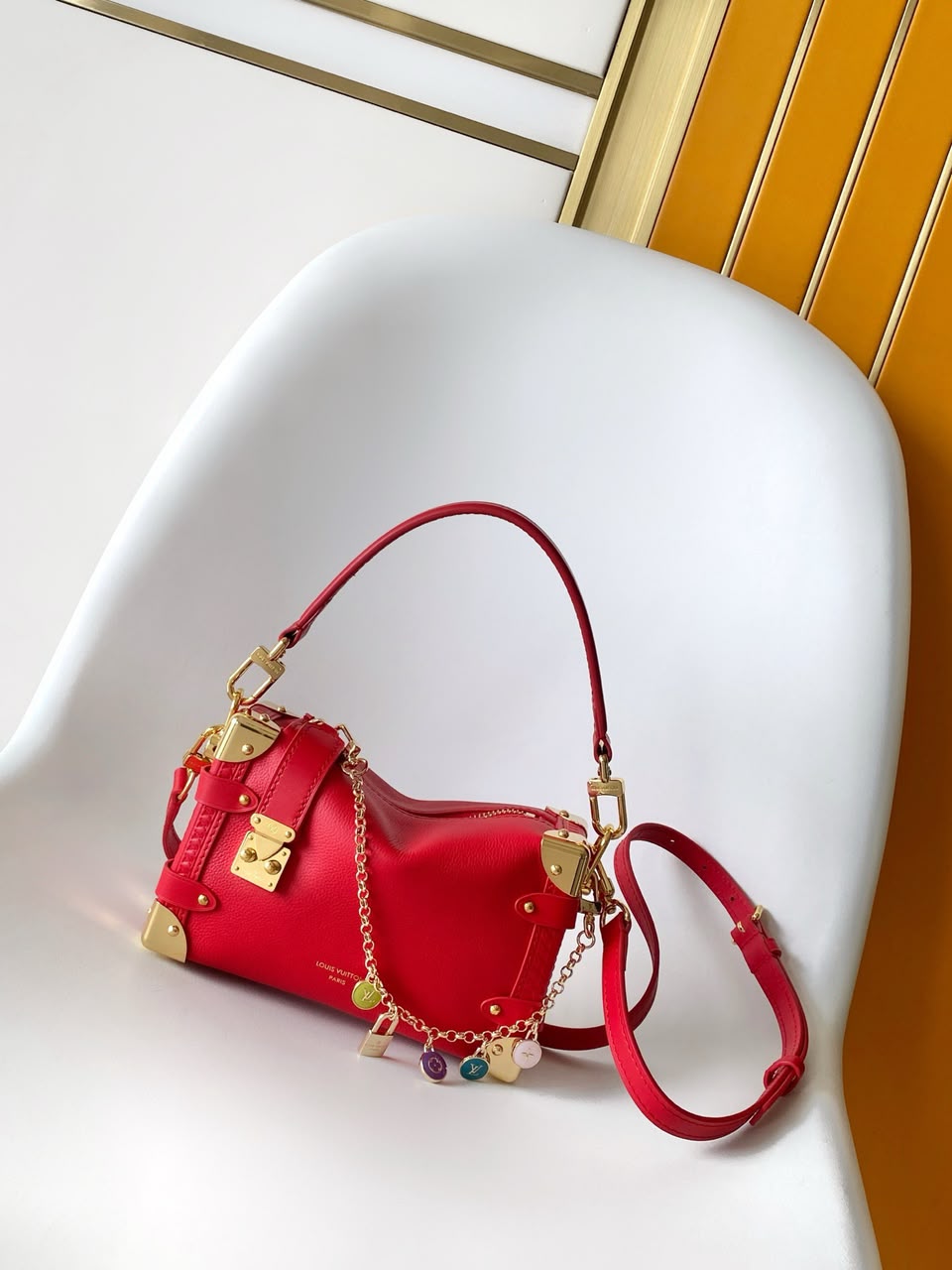 Louis Vuitton PM Side Trunk Bag Sari Red 19cm M28333