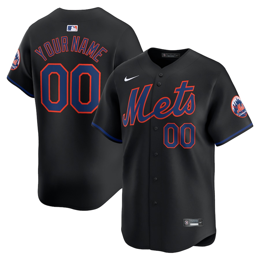 New York Mets Alternate Limited Custom Jersey  Black
