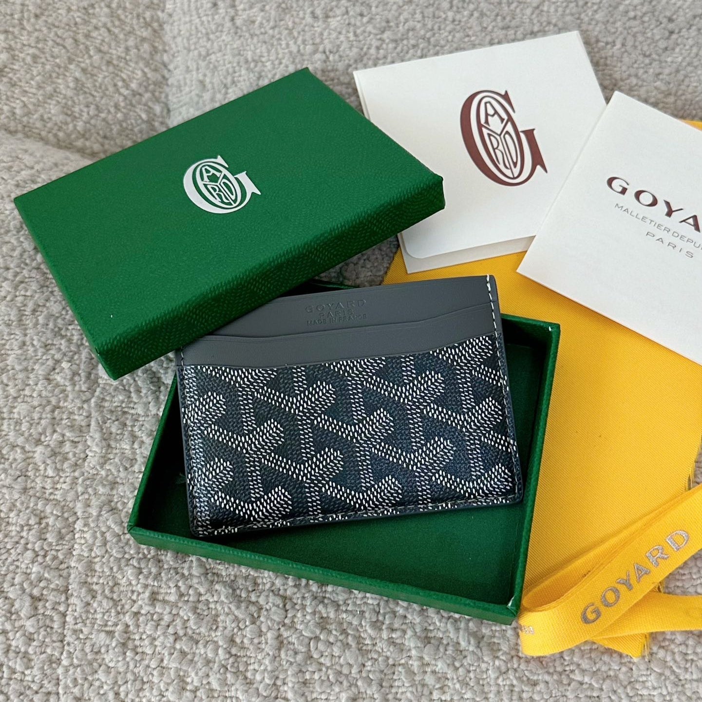 Goyard Saint-Sulpice Card Wallet 10 Cm Grey Black Goyardine Canvas And Calfskin