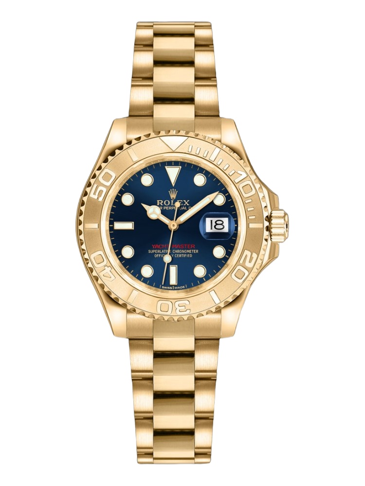 【Super Clone】Rolex Yacht-Master 169628 Yellow Gold Blue Dial 29MM Lady Replica Watch