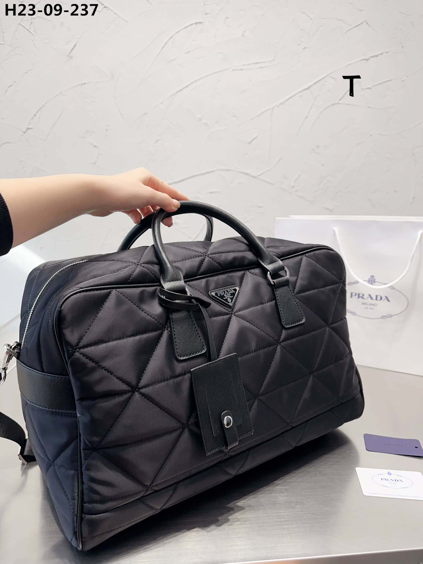 Prada Quilted Re Nylon Travel Bag Black 43Cm