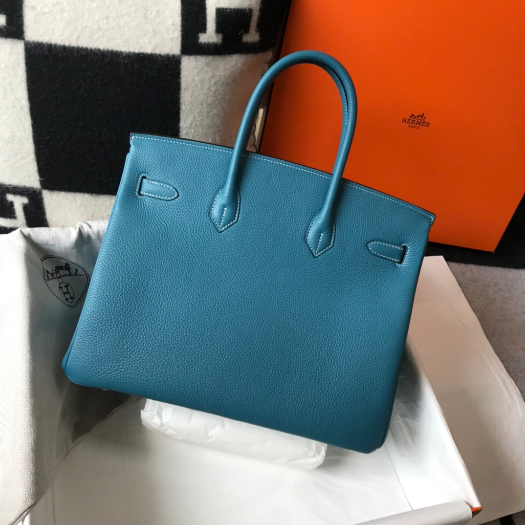 Hermes Birkin 35Cm Blue Togo Leather Gold Hardware
