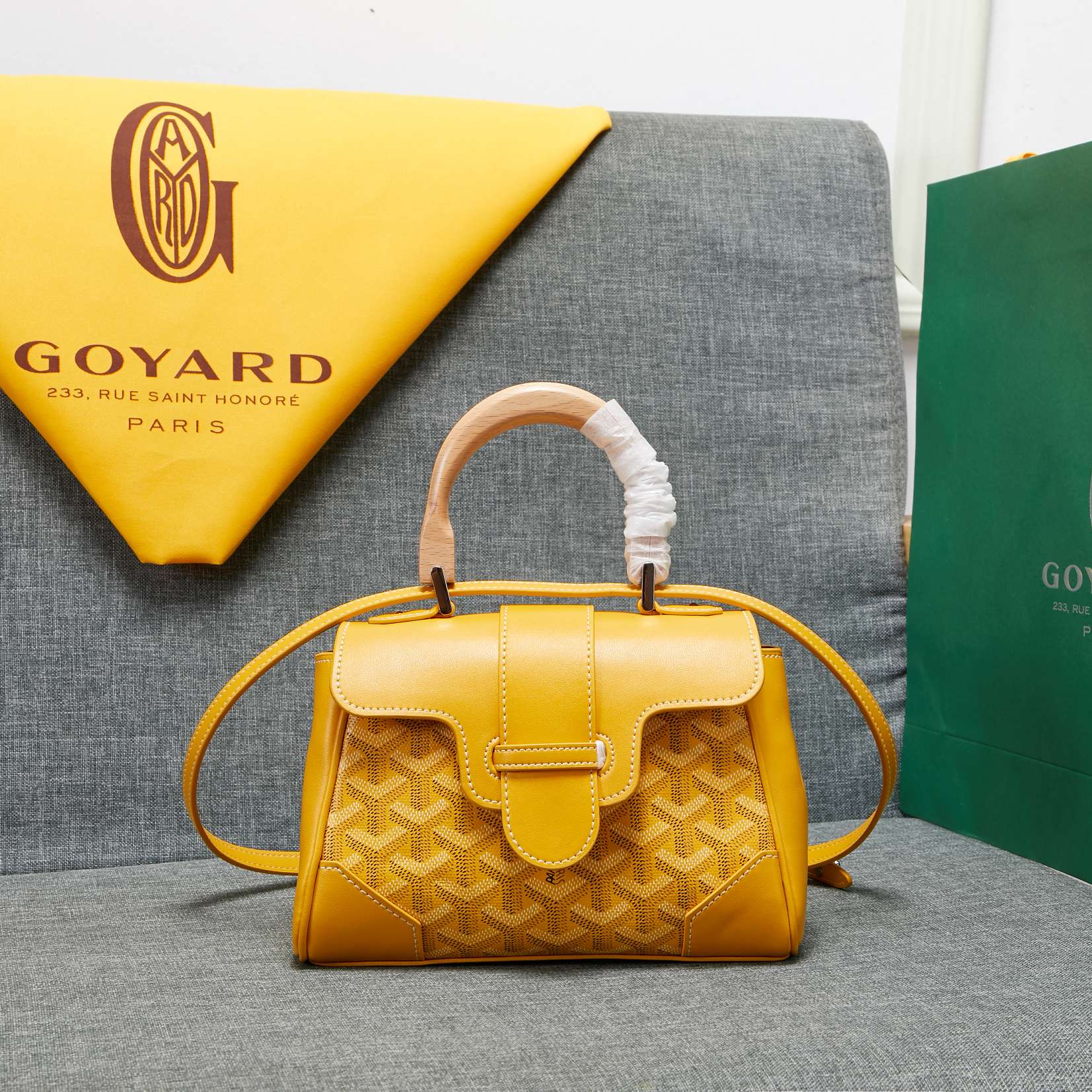 Goyard Saigon Souple Mini Bag Yellow Canvas 20cm