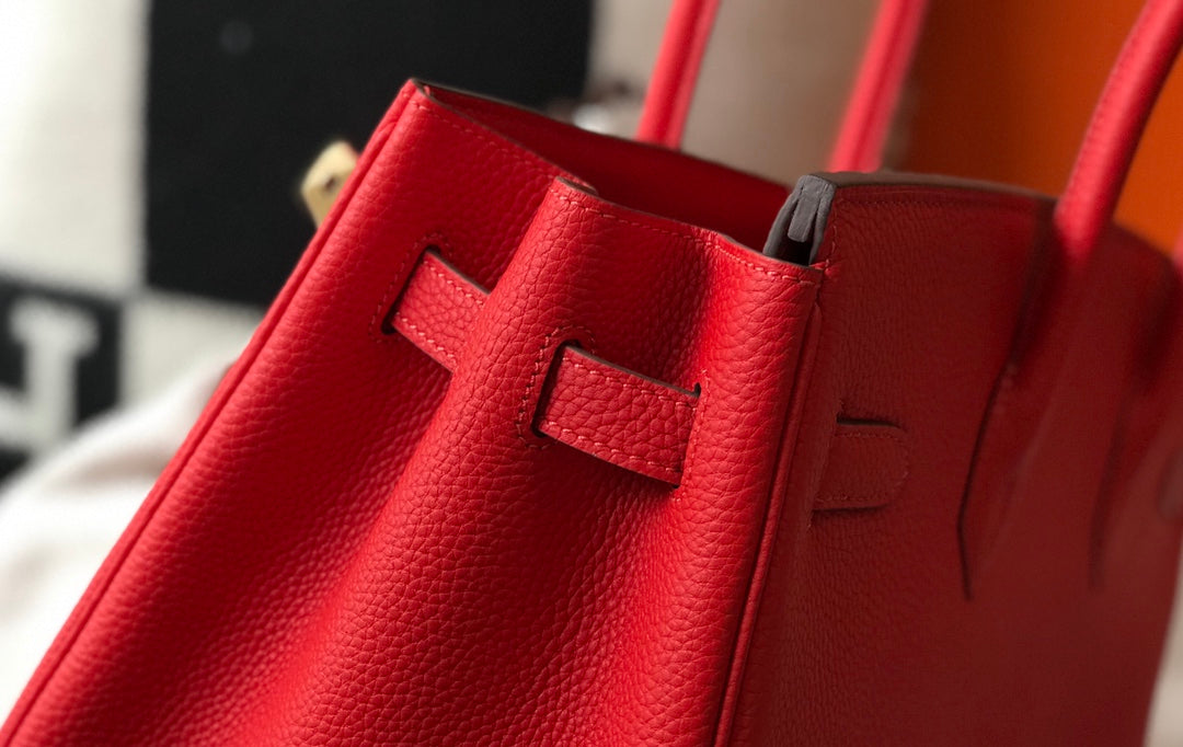 Hermes Birkin 35Cm Red Togo Leather Gold Hardware