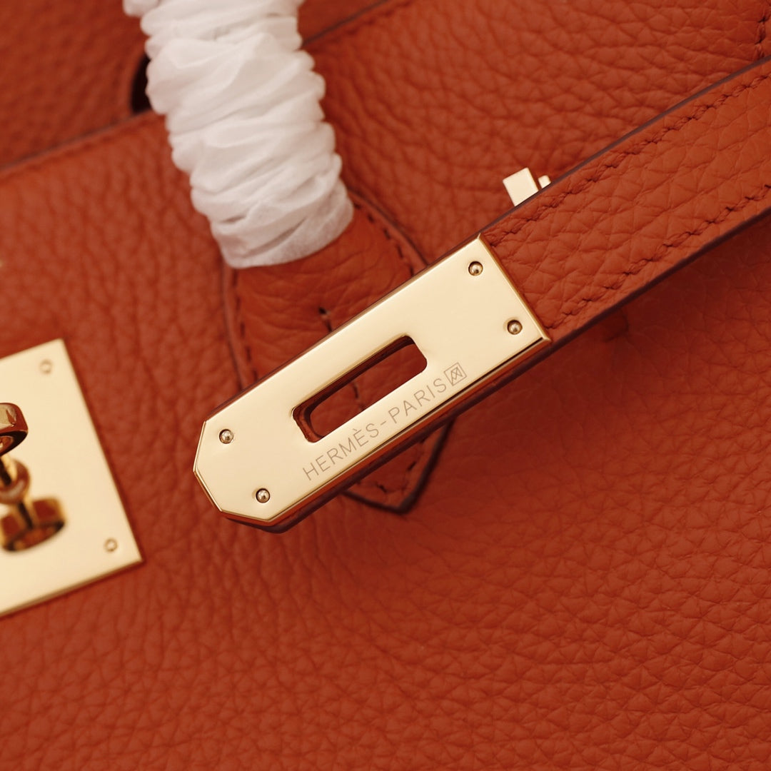 Hermes Birkin Bag 35 Fire Togo Gold Hardware
