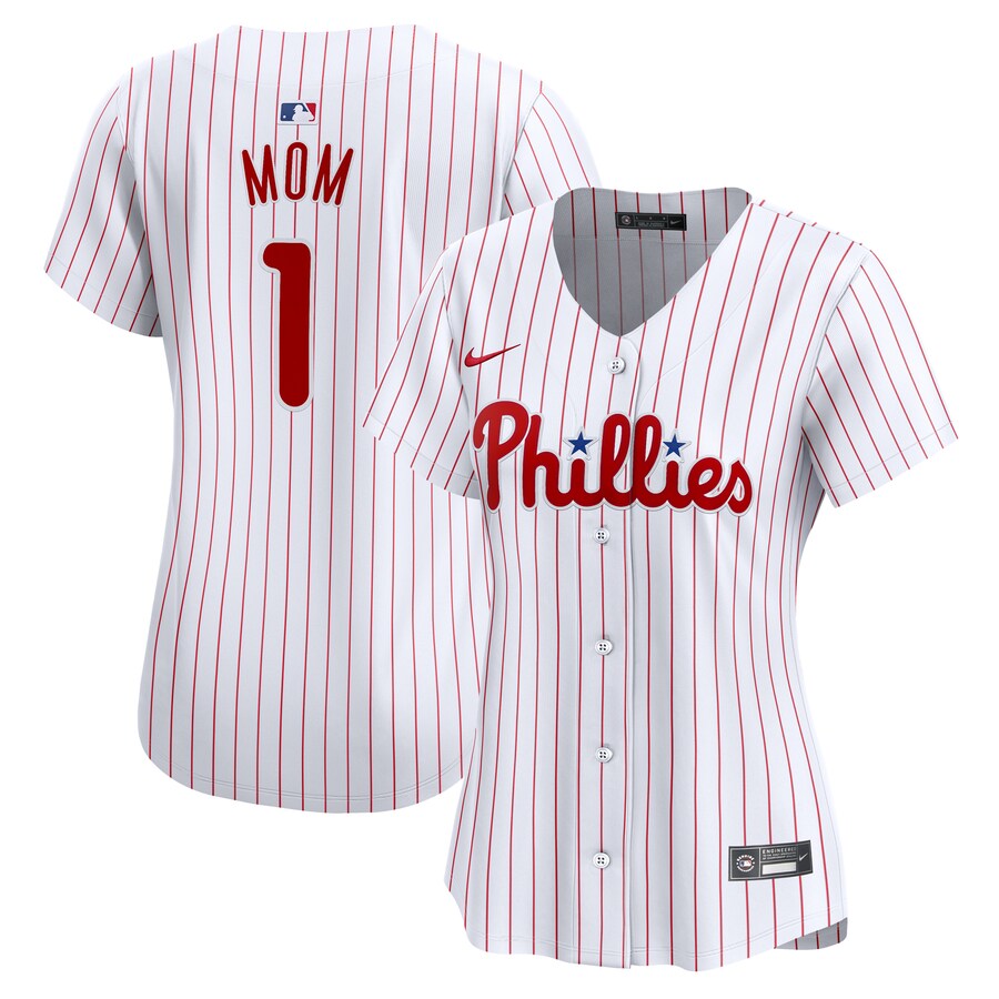 Philadelphia Phillies Women's #1 Mom Home Limited Jersey White
