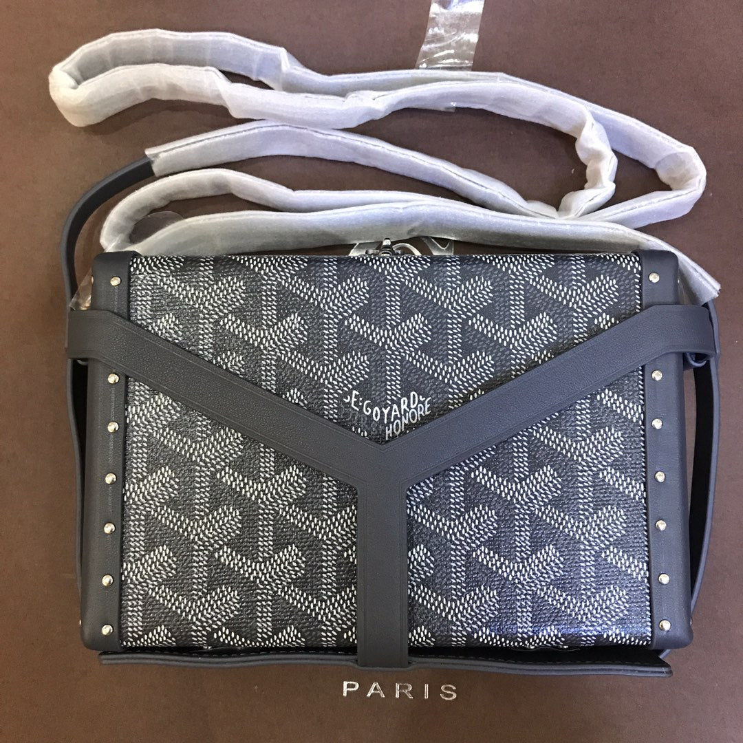 Goyard Minaudiere Trunk Bag 17Cm Grey Canvas
