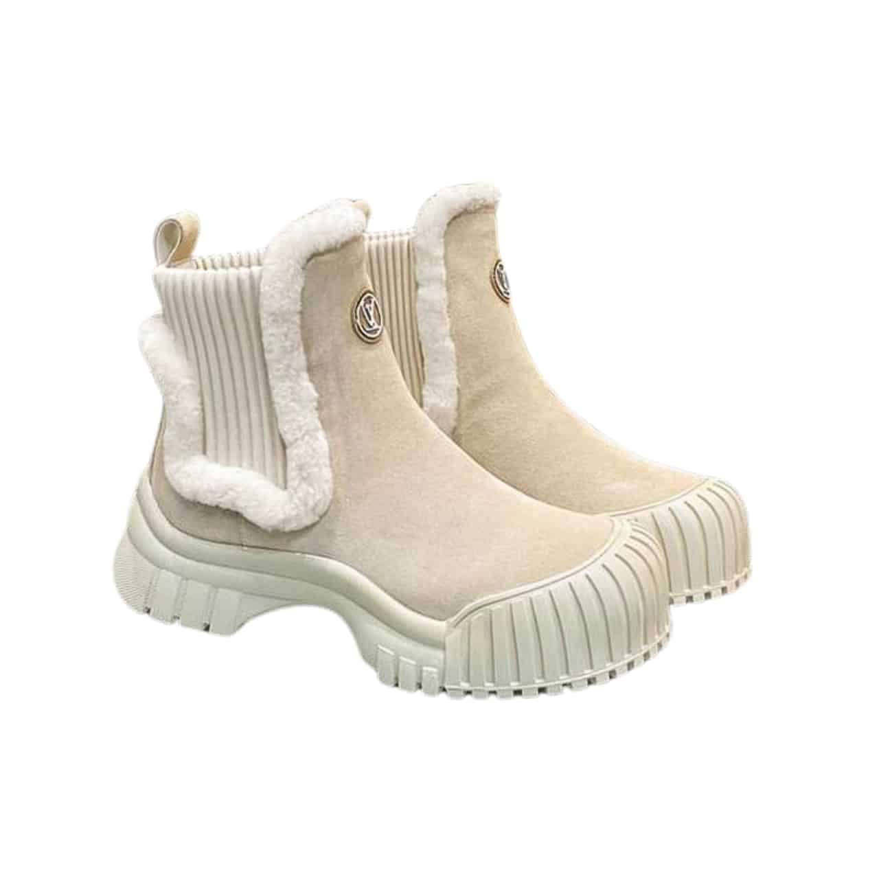 Louis Vuitton Ruby Flat Boots Suede Calfskin And Shearling Beige 1Agwgb