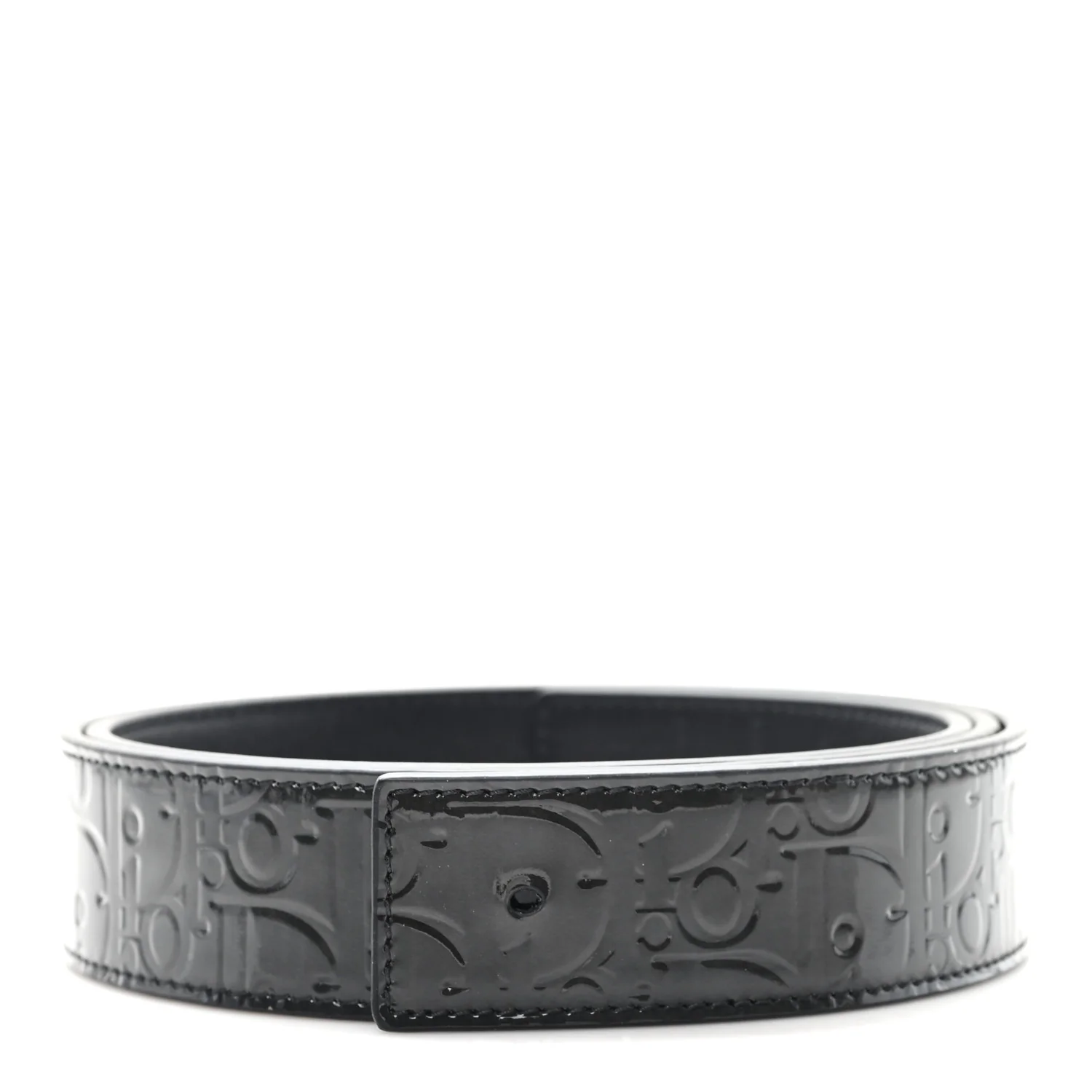 Patent Oblique Embossed Belt 95 38 Black