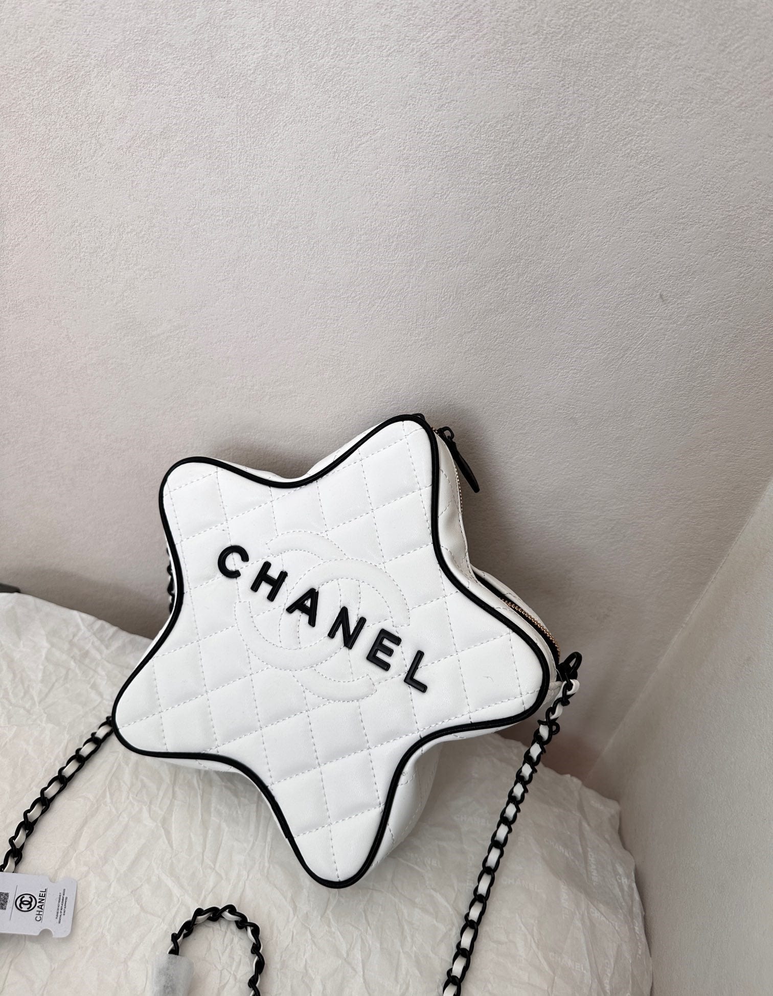 Chanel Star Hand Bag Black Metal White 22Cm/8.7in