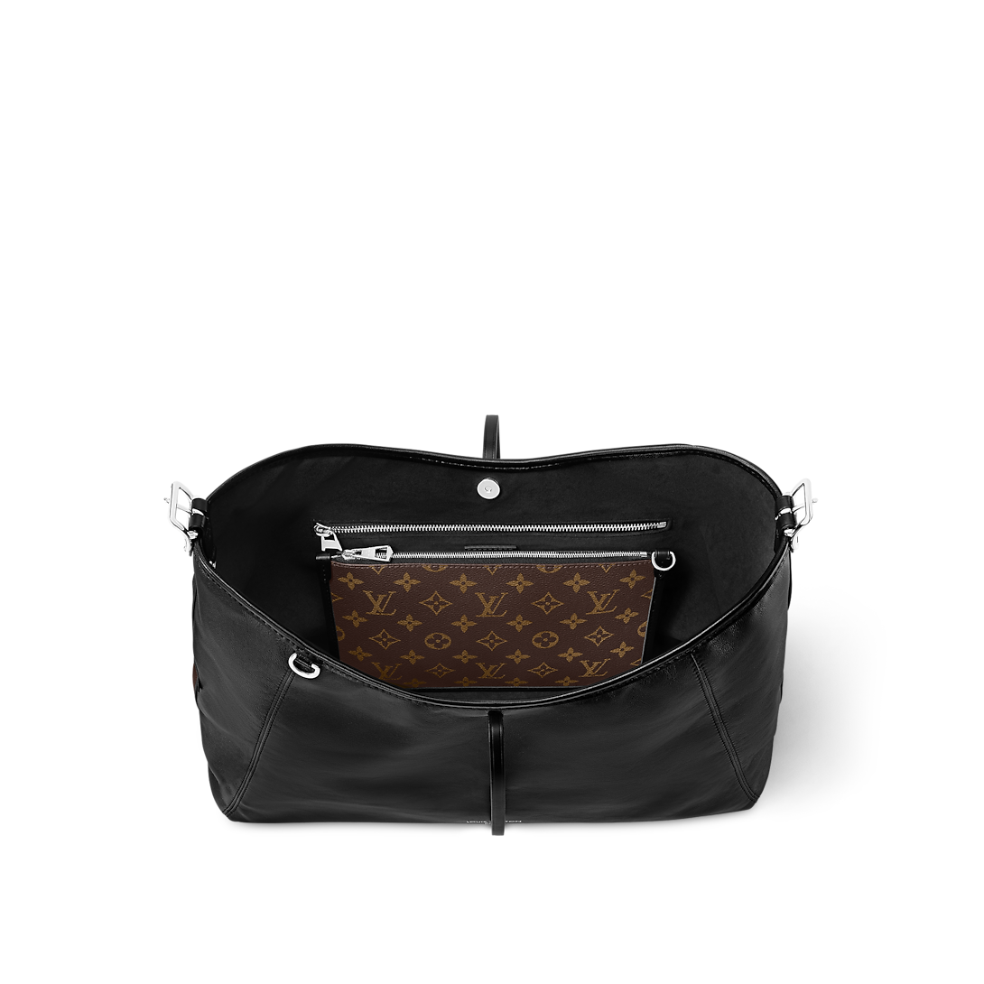Louis Vuitton CarryAll Vibe MM Medium Black Leather Shoulder Bag 39cm/15.4in M25143