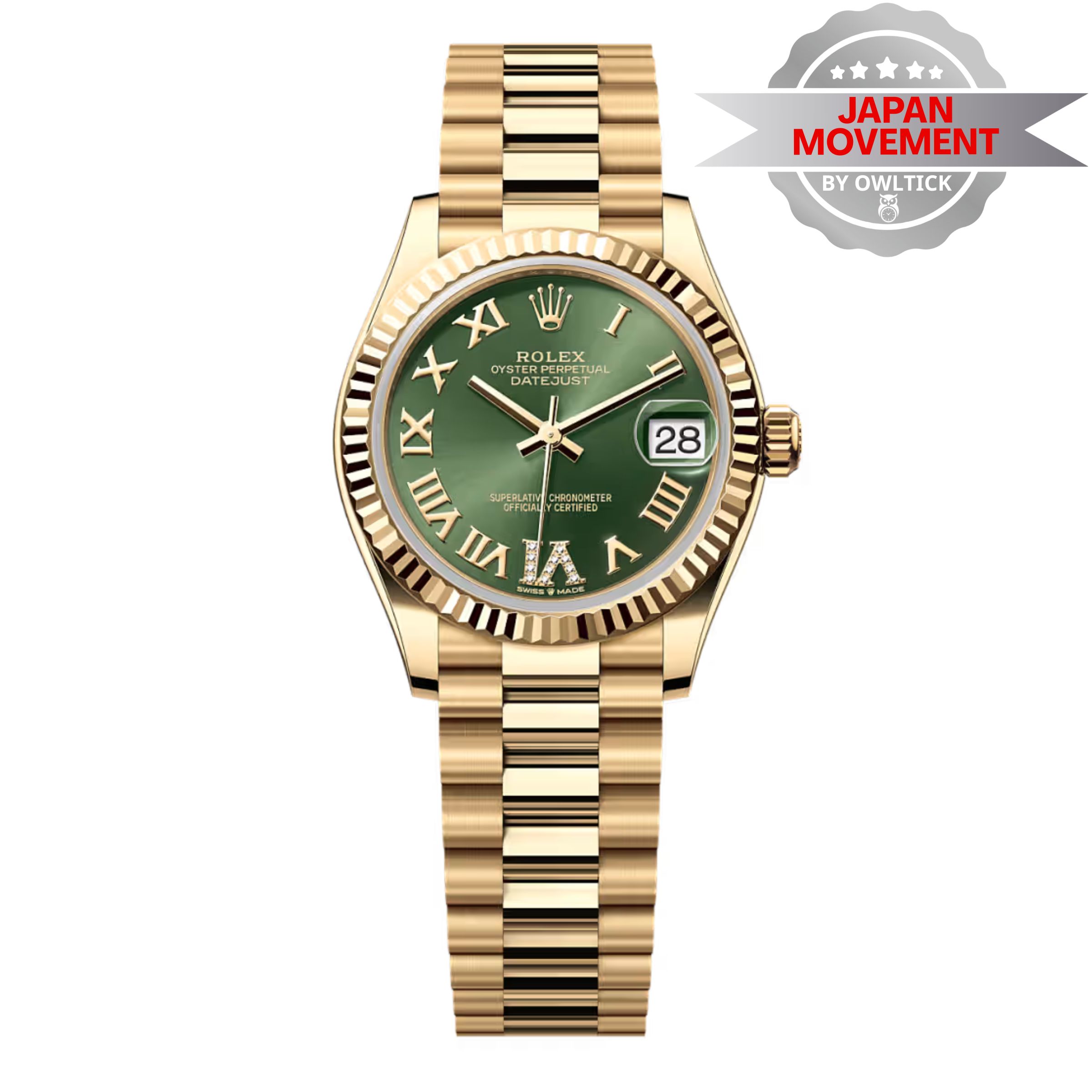 [Superclone] Rolex Datejust 31mm Olive Green Dial Fluted President 278278