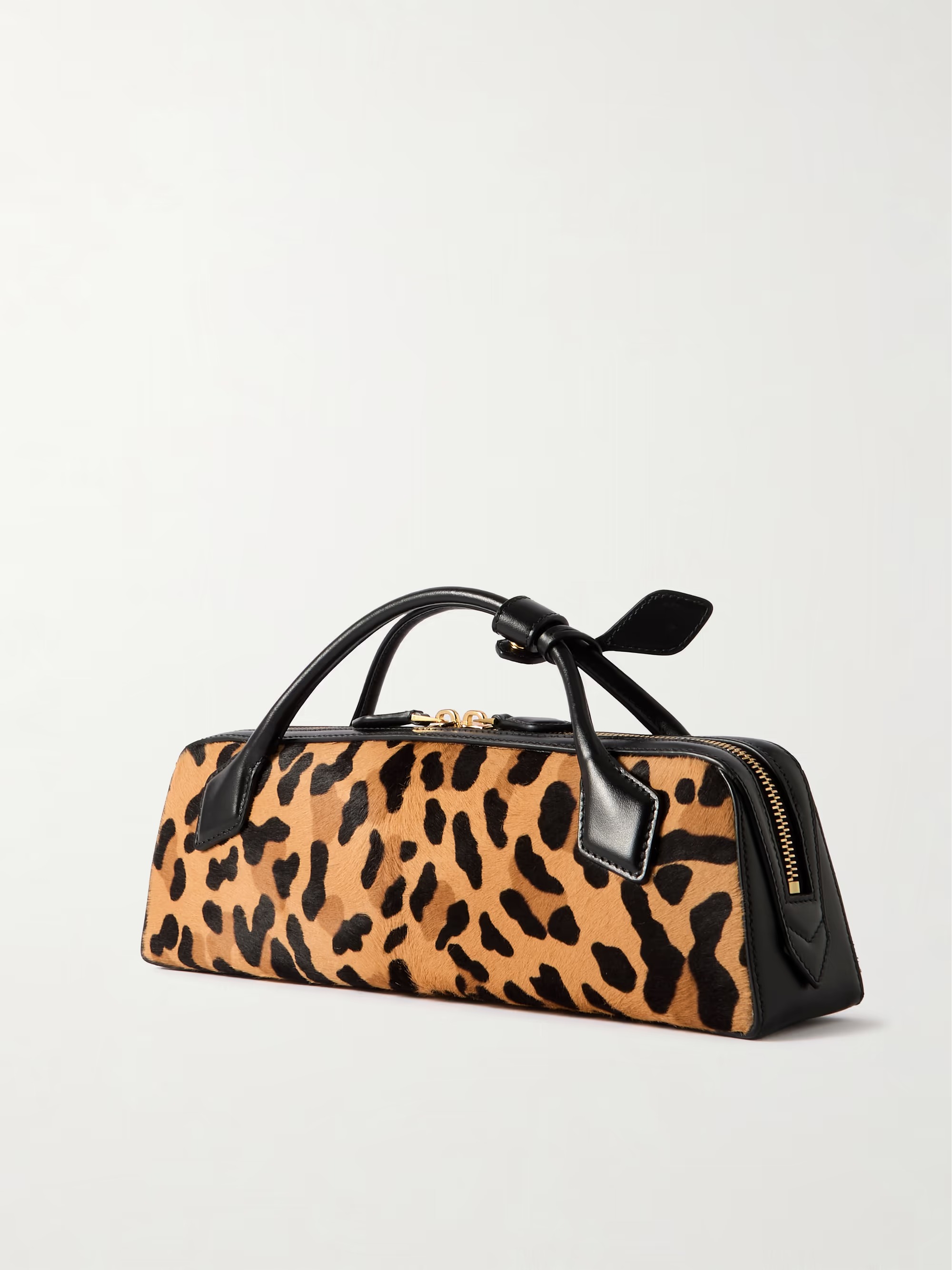 Leopard Print Calf Hair Top Handle Bag 30cm