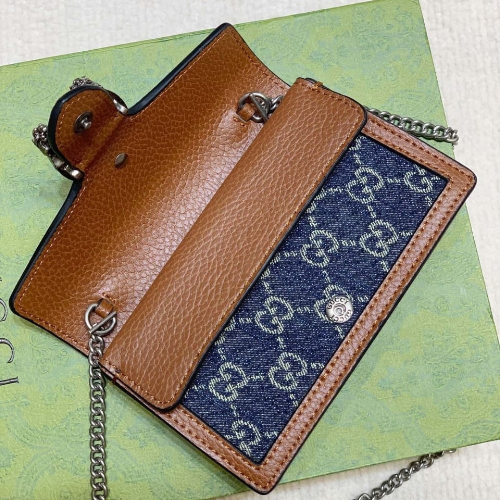 Gucci Dionysus Super Mini Denim Dark Blue And Brown 16Cm 476432 2KQFN 4483