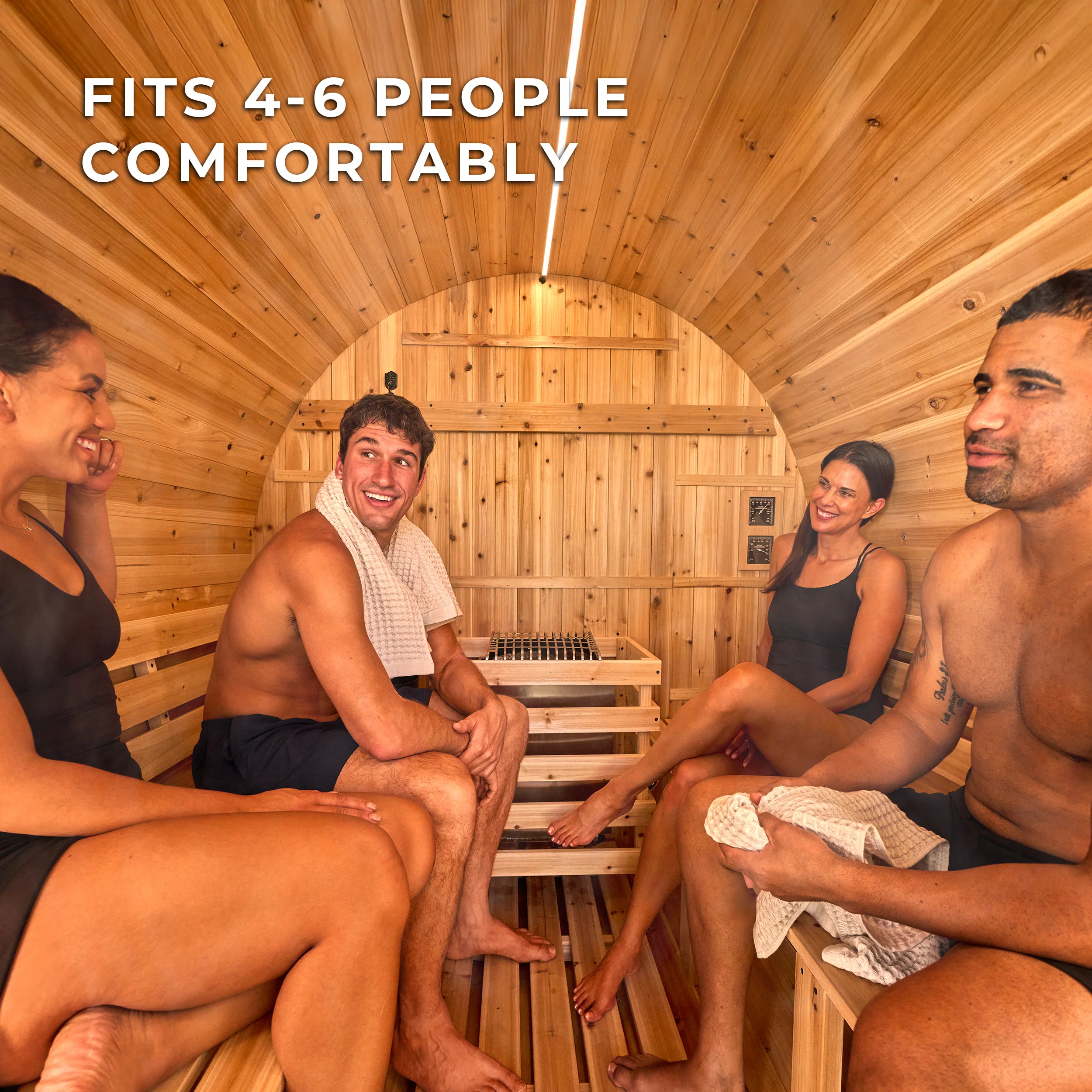 Paxton Outdoor Barrel Sauna with Porch �?4-6 Person