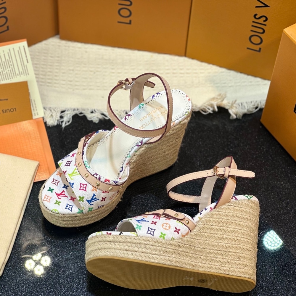 Louis Vuitton X Takashi Murakami Helios Wedge Sandal White 1agyx0