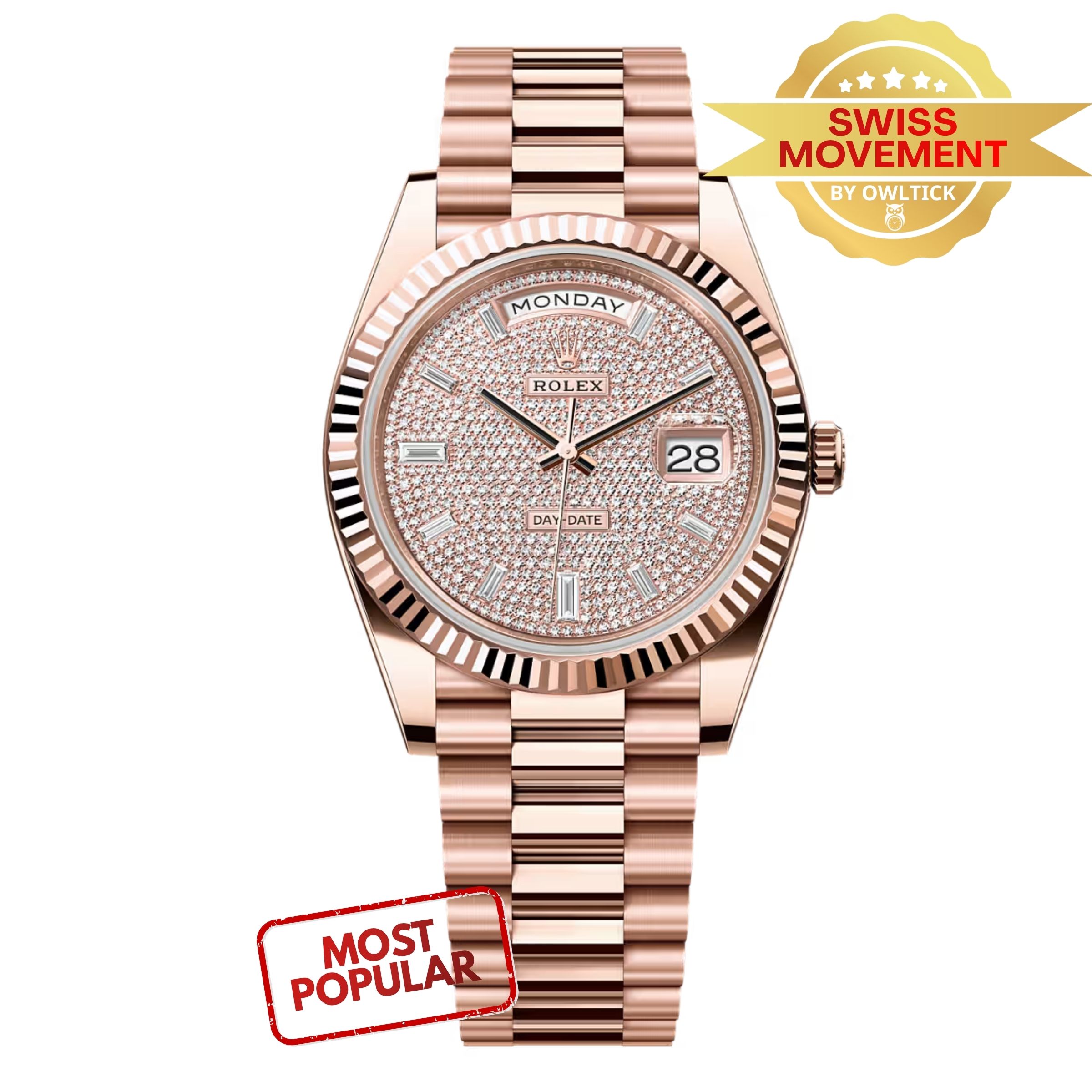 [Superclone] Rolex Day-Date 40mm Diamond – Paved Dial President 228235