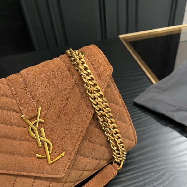 Saint Laurent Envelope Medium Chain Bag Brown 21Cm
