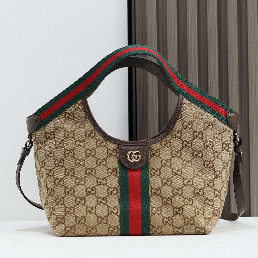 Gucci Giglio small Tote Bag 25cm/9.8in Beige And Brown 860845
