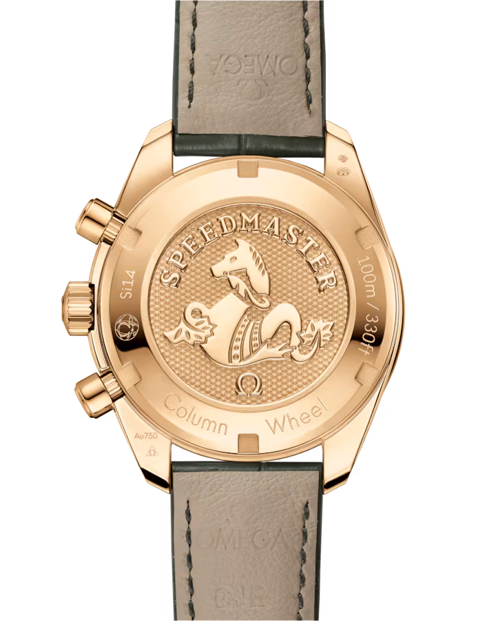 Omega Speedmaster 38 Silver Dial 38mm 18k Yellow Gold Strap 324.63.38.50.02.004