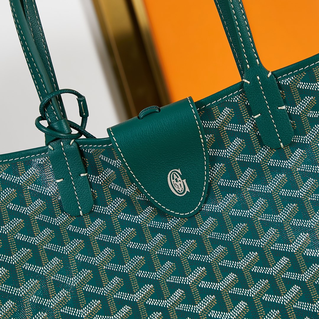 Goyard Saint Louis Pm 34Cm Green Canvas Chevroches Calfskin