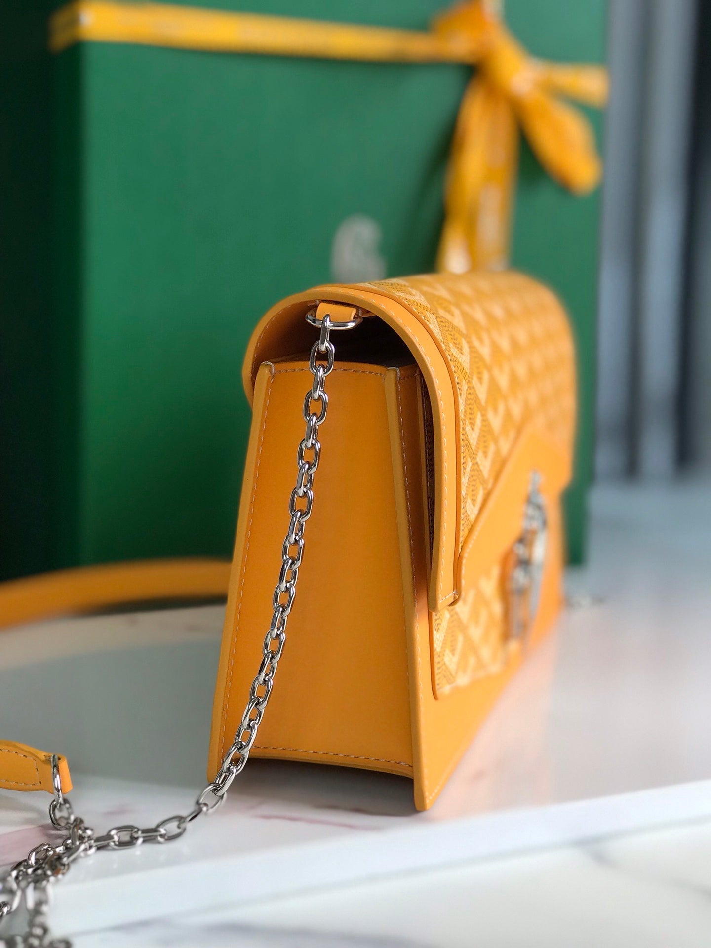 Goyard Duchesse Marie-Caroline Bag 25 Cm Yellow Goyardine Canvas And Smooth Calfskin