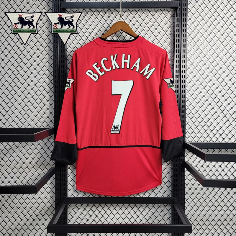 Retro 2002-04 Manchester United long sleeve home BECKHAM v.NISTELROOY GIGGS KEANE Football jersey retro