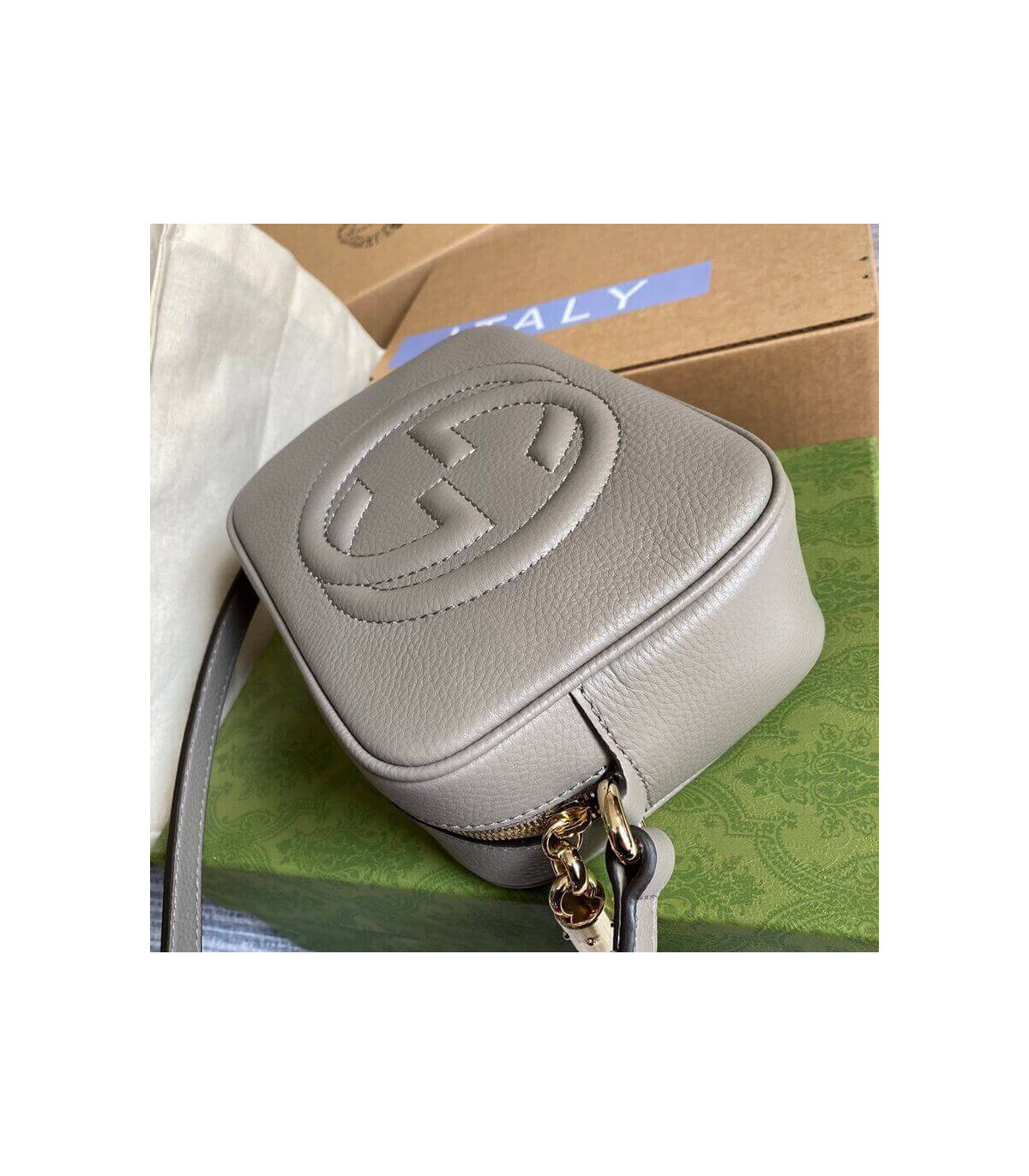 Gucci Soho Small Leather Disco Bag Grey