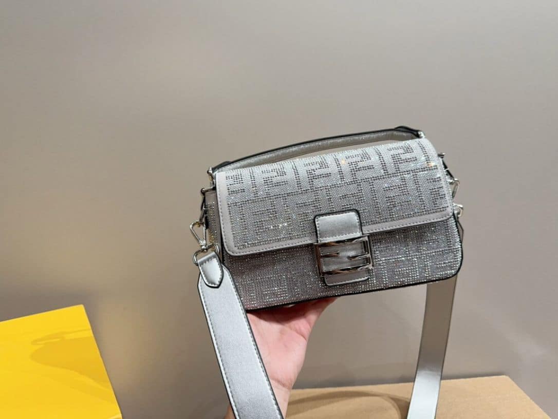 Fendi Baguette Silver Crystal Trim 25Cm