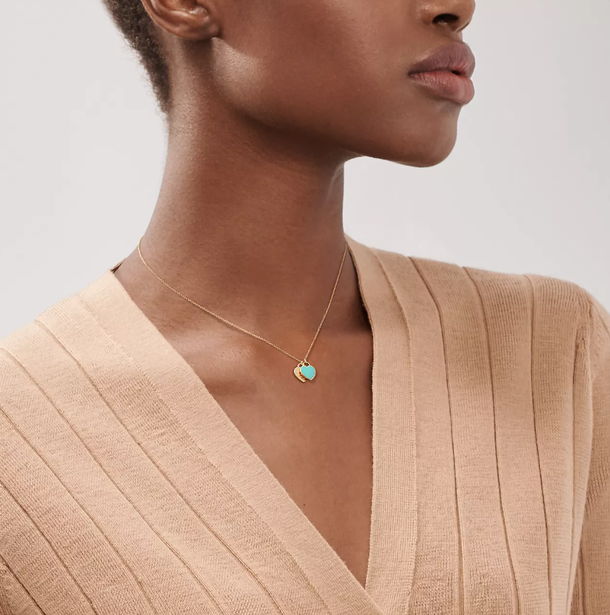 Tiffany Mini Double Heart Tag Pendant