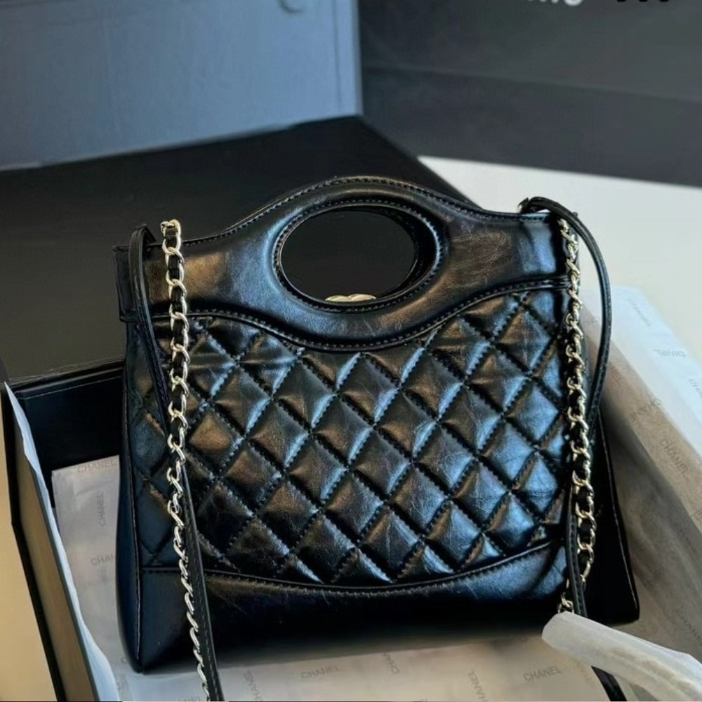 Chanel 31 Bag Leather Black 24Cm