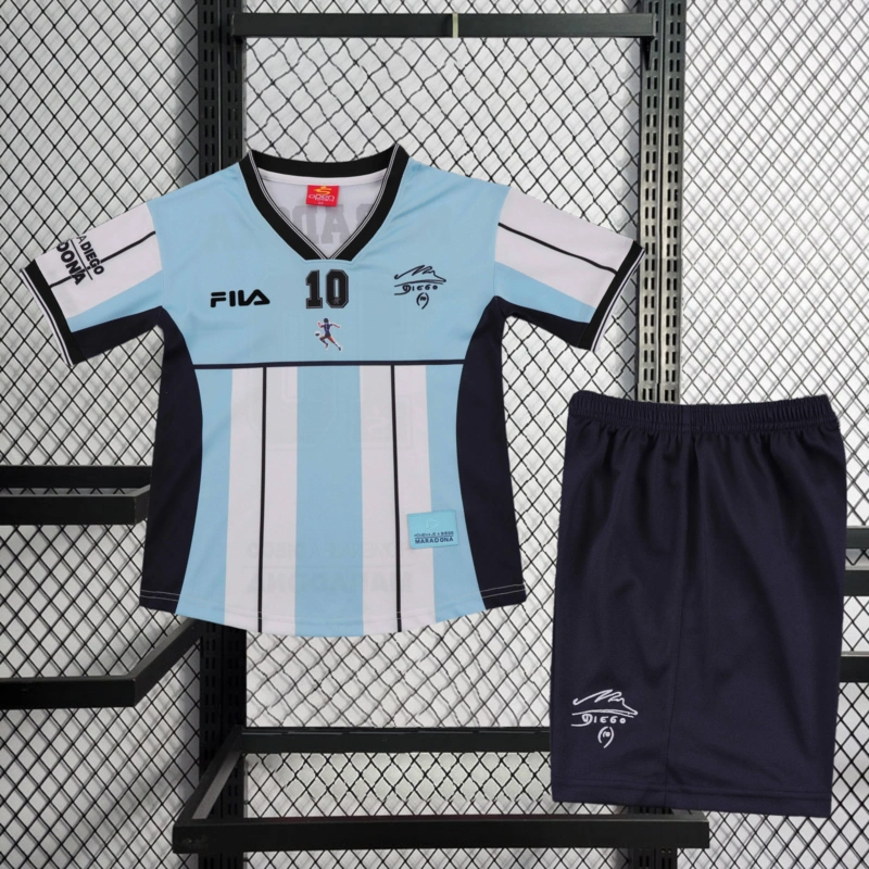 Retro 2001 Argentina KIDS 10 Maradona Retirement Commemorative Edition Football jersey retro