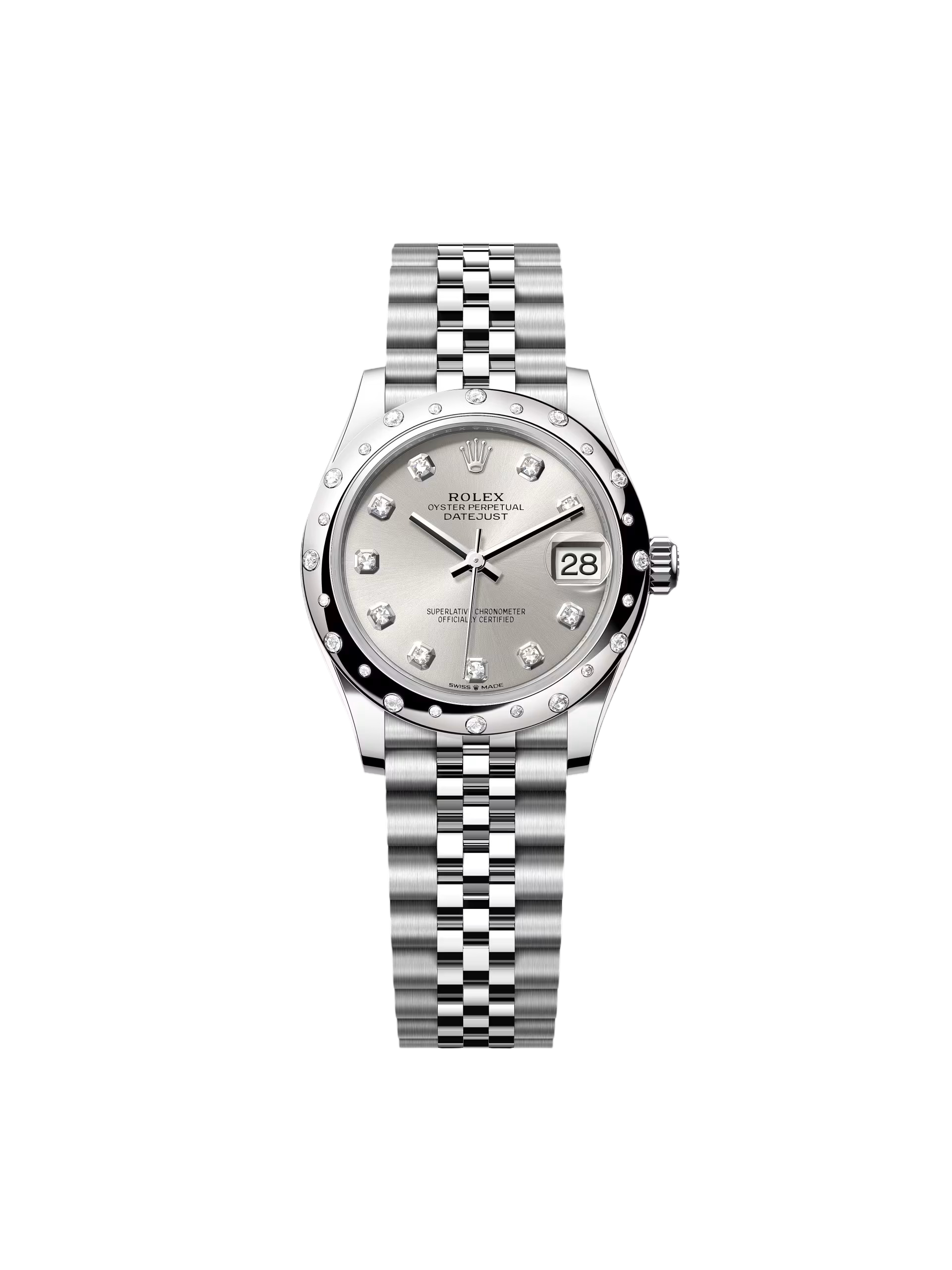 Rolex Datejust m278344 Silver Dial 31mm Domed Diamond