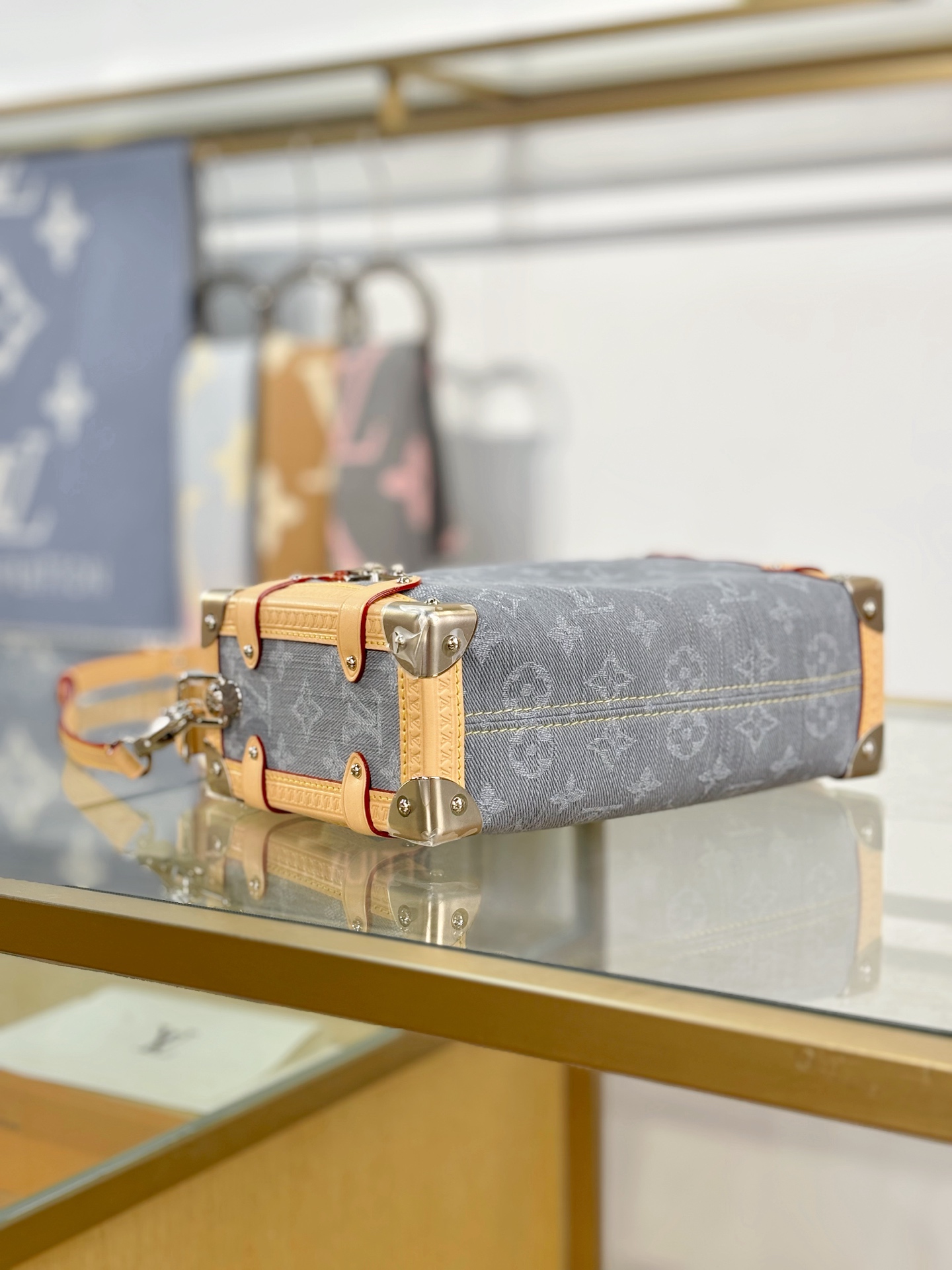 Louis Vuitton Grey Monogram Denim Side Trunk MM M13285 23.5cm/ 9.3in